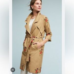 Cartonnier Embroidered Floral Trench Coat